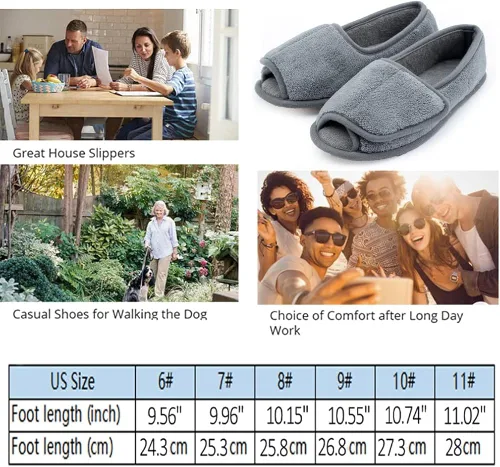 Vista 6 de Git-up -Pantuflas para mujer con diabetesartritisedema cierre ajustable espuma viscoelástica punta abierta extra ancha