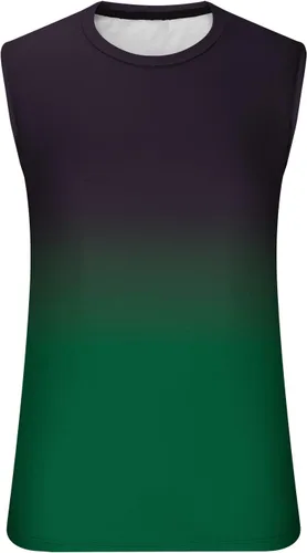 Vista 5 de Camisas hawaianas para hombre, ajuste clásico, cuello redondo, sin mangas, color degradado, camiseta sin mangas para verano, camiseta muscular casual