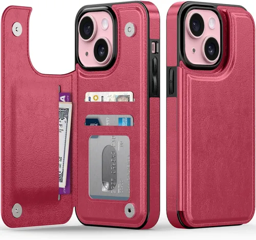 Vista 116 de FUNMIKO Funda tipo cartera para iPhone 15 con tarjetero + clip para efectivo, bloqueo RFID, protección contra caídas de grado militar y obras