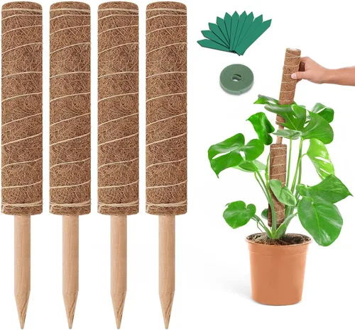 Vista 8 de GROWNEER Poste de musgo de 24 pulgadas para plantas de interior, 2 piezas de soporte de tótem de coco apilable de 15 pulgadas, palos de musgo con 15
