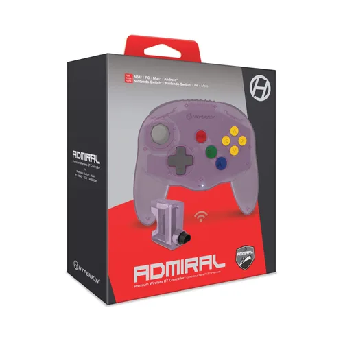 Vista 2 de Hyperkin "Admiral" Premium BT Controller for N64/ Nintendo Switch/ Lite/ PC/ Mac/ Android (Amethyst Purple) - Nintendo 64