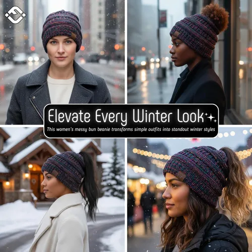 Vista 36 de Funky Junque - Gorro para mujer con ranura para cola de caballo