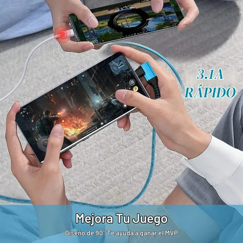 Vista 4 de Cable de alimentación USB C 3.1A Samsung C tipo cable de carga rápida