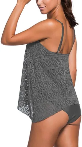 Vista 3 de Nicetage - Traje baño de malla de encaje para mujer, tankini