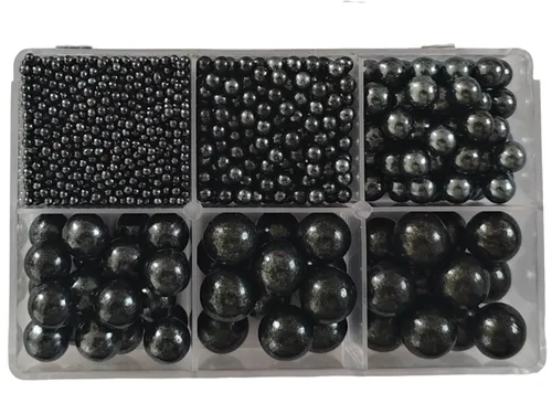 Vista 3 de Perlas negras comestibles en 5 tamaños de chispas de azúcar de 4.59 oz/4.6 onzas, 2,4,7,10,12 in, perlas de caramelo para decoración de pasteles