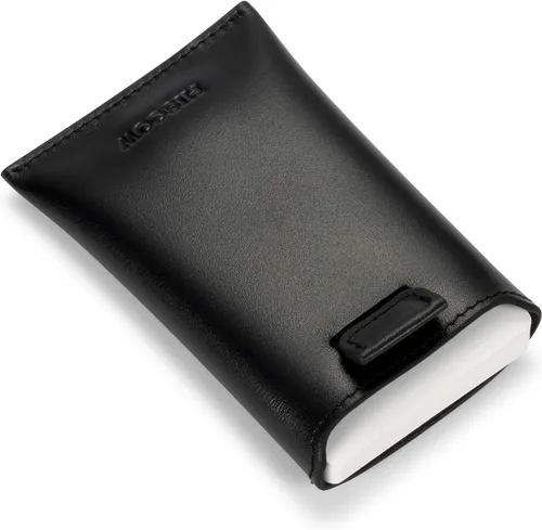 Vista 6 de HISCOW Tarjetero con solapa para dispensar tarjetas - piel de becerro italiana (negro)