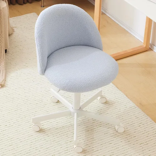 Vista 10 de VINGLI Silla Candy sin Brazos, Linda Silla de Escritorio, Cómoda Silla Pequeña de Oficina con Ruedas, Silla de Tocador con Soporte Lumbar, Silla