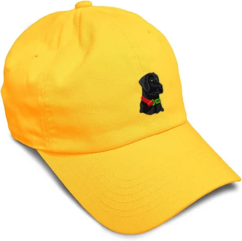 Vista 30 de Gorra de béisbol suave negra con cabeza de laboratorio bordada para perros, sarga de laboratorio negra, de algodón, con mosca de dragón, sombreros