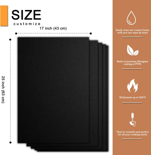 Vista 3 de Revestimientos para horno para la parte inferior del horno, paquete de 5 tapetes grandes y resistentes, 17 x 25 pulgadas, antiadherentes