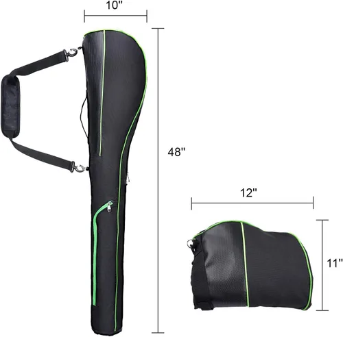 Vista 5 de Estuche de viaje para palos de golf, bolsa plegable con base dura, para práctica de campo de práctica, ligera, bolsa de transporte para 7 clubes
