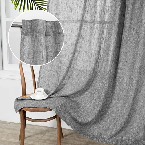 Vista 13 de MYSKY HOME Cortinas naturales de puerta francesa para ventana de puerta, 40 pulgadas de largo, cortas, semitransparentes, filtrantes de luz