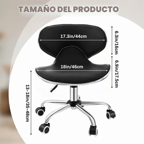 Vista 2 de Geelin 1 silla de pedicura para tecnología de uñas, taburete de pedicura Negro