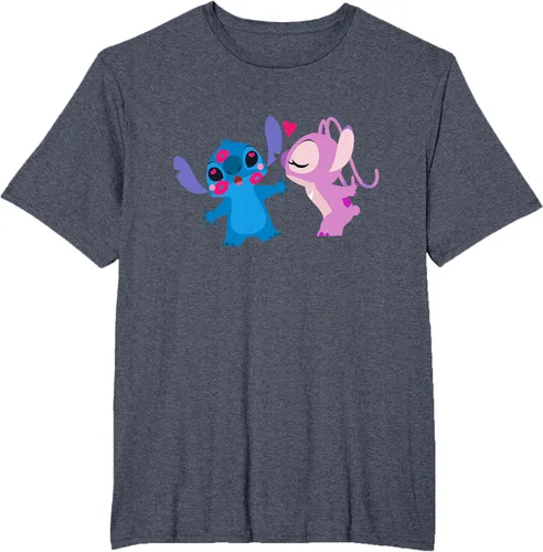 Vista 71 de Disney Stitch and Angel - Camiseta para el día de San Valentín Negro