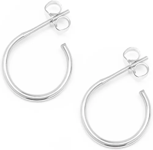 Vista 7 de Aretes de aro de plata de ley, plata de ley 925, 0.472 in, 16 ga, aretes de aro para mujer, aretes de aro de plata hipoalergénica, aretes de aro