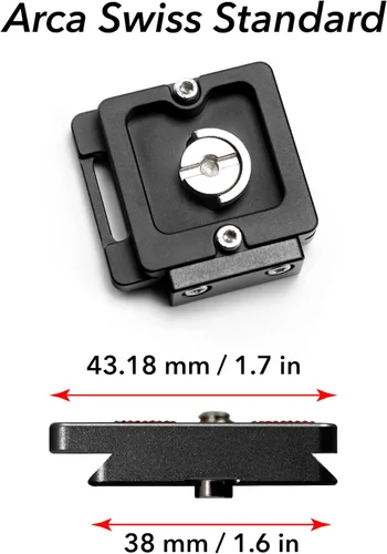 Vista 2 de Breakthrough Photography Placa universal de liberación rápida Arca Swiss de 1.575 in para cabeza de bola de trípode con tornillo de acero inoxidable