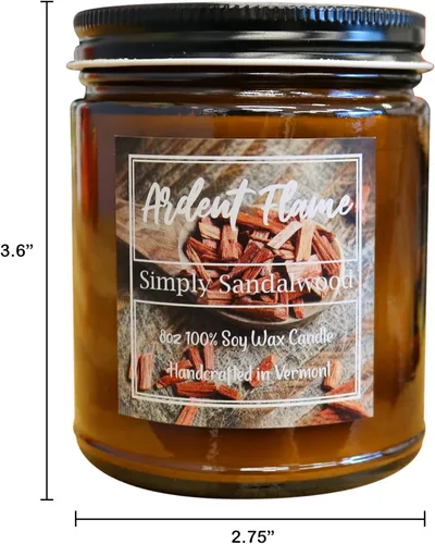 Vista 6 de Velas Simply Sandalwood Vela de cera de soja 100% natural para decoración del hogar Altamente perfumada Fragancia premium Hecho a mano