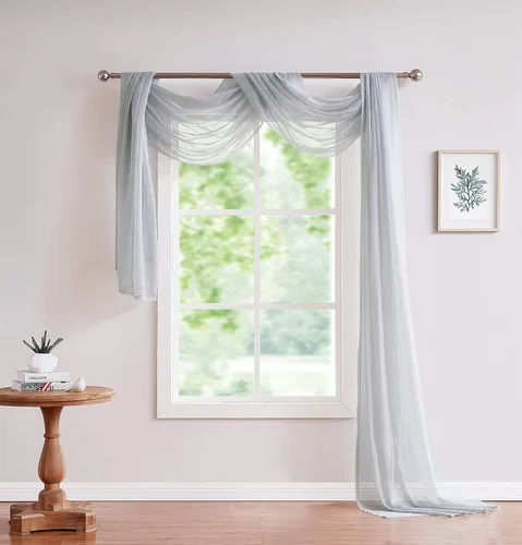 Vista 5 de LinenZone increíbles cizallas Use Window Valance Scarves as Canopy Bed or Backdrop Curtains, Curtain Scarf, Wedding Draping or Sheer Fabric for