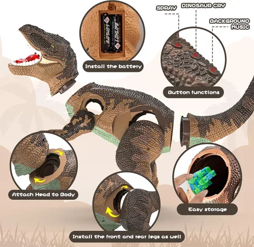 Vista 3 de Juguetes de dinosaurio grande para niños de 3 a 9 años, juguete de figura de dinosaurio grande Tyrannosaurus rex con almacenamiento en la barriga