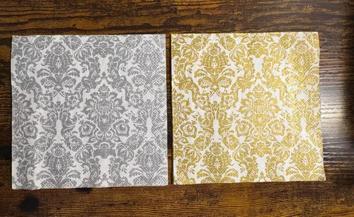 Vista 5 de Boston International C797099 IHR - Servilletas de papel para bebidas de cóctel, 5 x 5 pulgadas, Palais Blanco/Oro
