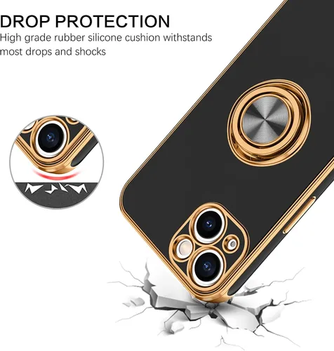 Vista 3 de BENTOBEN Funda para iPhone 13, funda para iPhone 13, ajuste delgado, soporte de anillo de 360°, soporte magnético para automóvil, soporte para Negro