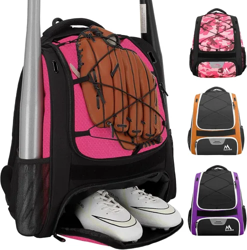 Vista 11 de Hsmihair Bolsa de béisbol - Mochila de béisbol para béisbol, compartimento principal grande, softball y equipo para jóvenes y adultos