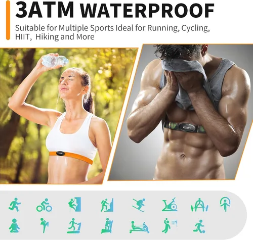 Vista 6 de EZON Heart Rate Monitor Chest Strap C009Pro,ANT+& Bluetooth 5.1 Dual Protocol,Up to 400H Battery Life,Compatible with