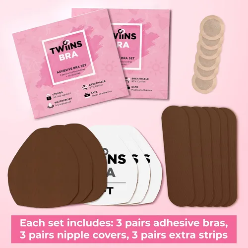 Vista 4 de Cinta de levantamiento de senos - 3 pares con cubiertas para pezones - Cinta para tetas - Cinta para tetas - Cinta para tetas