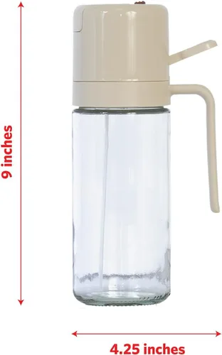 Vista 4 de Glad Dispensador de aceite 2 en 1, 18.6 oz/18.6 fl oz, pulverizador de aceite de oliva para cocinar, verter aderezos para ensaladas y asar a la Beige