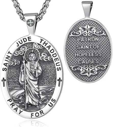 Vista 38 de Vito Collares de Santos de Plata de Ley 925 para Mujeres y Hombres, Colgante de San Miguel/Crucifijo/Caravaca/San Judas/Virgen María, Medalla