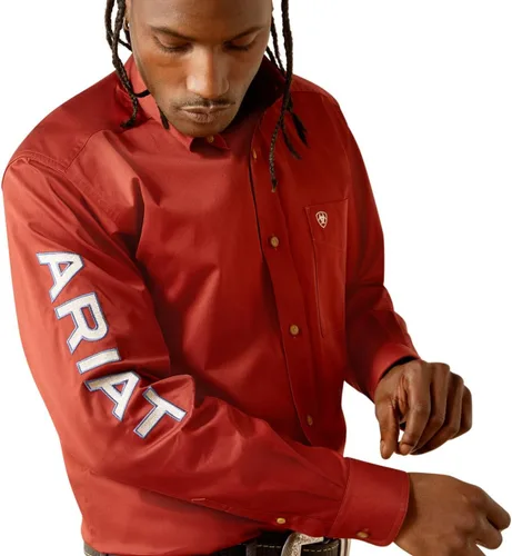 Vista 31 de Ariat Camisa de sarga con logotipo del equipo para hombre