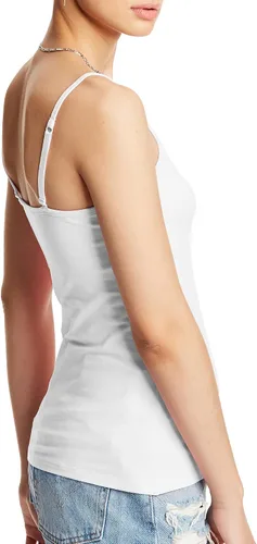 Vista 3 de Hanes - Cami de algodón elástico para mujer con sostén integrado