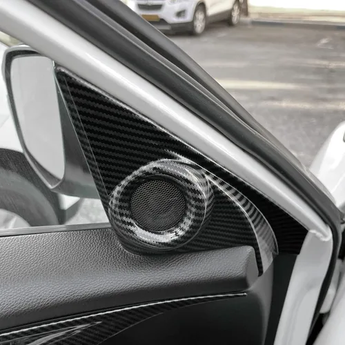 Vista 8 de Calcomanías de cubierta de altavoz de pilar para Honda Civic 2016 2017 2018 2019 2020 2021 10ª generación Accesorios ABS fibra de carbono pegatinas