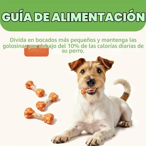 Vista 6 de MON2SUN Golosinas para perros, mini masticables de cuero crudo de 9 onzas, mancuernas de pollo con arroz para perros pequeños y razas de juguete