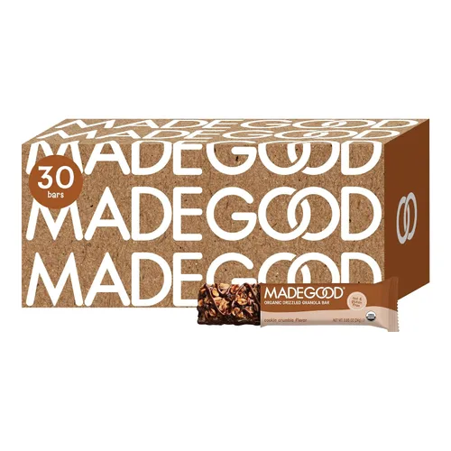 Vista 9 de MadeGood - Barras de granola de chocolate para pastel de cumpleaños, aperitivos de barra de granola sin gluten, 6 cajas, 30 unidades Nut-free and