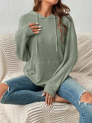 Vista 4 de SOLY HUX Sudaderas con capucha de manga larga con cordón para mujer, con bolsillo frontal