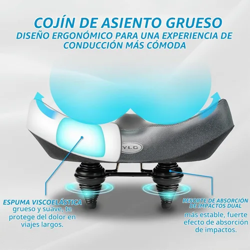 Vista 3 de YLG - Asiento de bicicleta de gran tamaño, cómodo asiento de bicicleta, sillín de repuesto de bicicleta con espuma viscoelástica, sillín