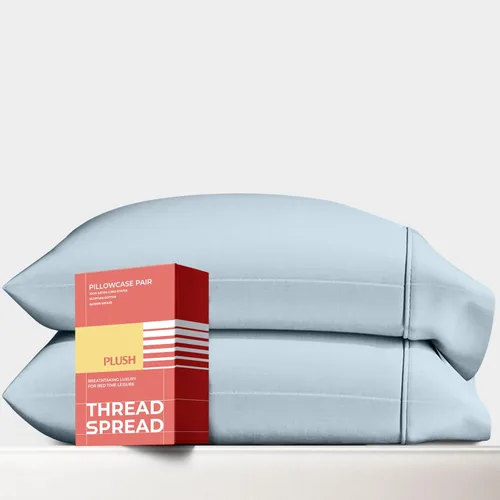 Vista 23 de Thread Spread Fundas de Almohada de Algodón Egipcio 100% Tamaño Estándar/Queen Juego de 2 - Fundas de Almohada Beige Satén de Lujo con Cuenta