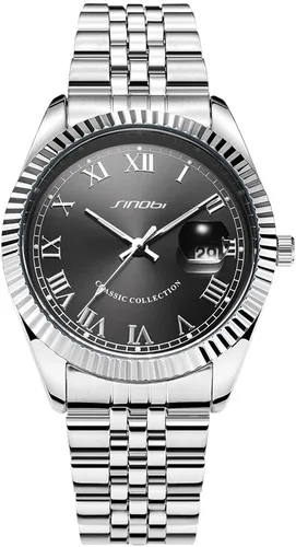 Vista 10 de SINOBI Men's Luminous Hand Calendar Date Quartz Watch Classic Stainless Steel Watches for Men