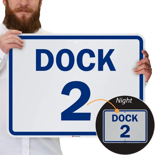 Vista 8 de SmartSign Letrero de número de muelle "Dock 2" Aluminio reflectante de grado diamante 3M de 12 x 18 pulgadas