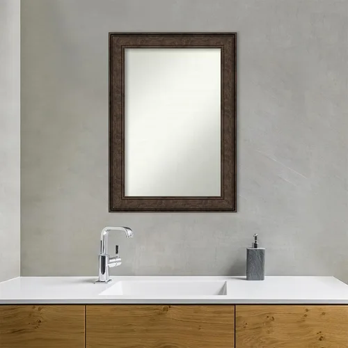 Vista 1057 de Amanti Art Espejo de pared personalizado no biselado (25 x 25 pulgadas), marco de bronce acentuado, varios tamaños personalizados, espejo de baño