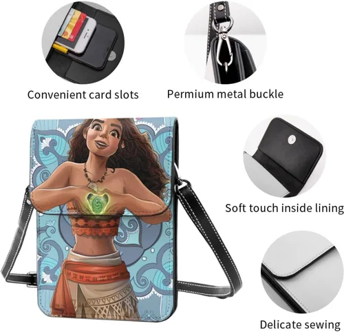 Vista 5 de YIVIOYIL Mo-ana - Bolsos cruzados para mujer, bolso para teléfono, bolso cruzado para mujer, bolso cruzado, correa de hombro ajustable, Negro