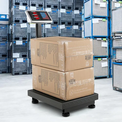 Vista 9 de Giantex Báscula digital para computación de peso de 660 libras, báscula de plataforma de suelo para pesaje de paquetes de equipaje, envío, correo
