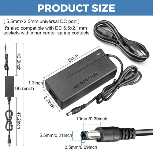 Vista 2 de Fuente de alimentación de 12 V 7 A 84 W Adaptador de CA/CC CA 100-240V a CC 12 voltios 7Amp Convertidor de transformador de potencia de conmutación
