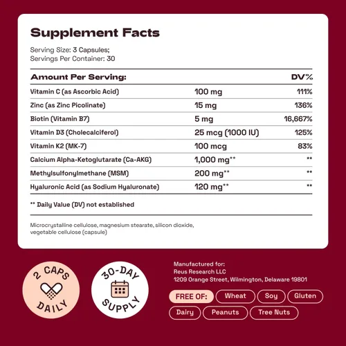 Vista 8 de Cata-Kor Vitaminas para el cabello, la piel y las uñas para mujeres, suplemento capilar con biotina y colágeno, ácido hialurónico, calcio AKG, MSM