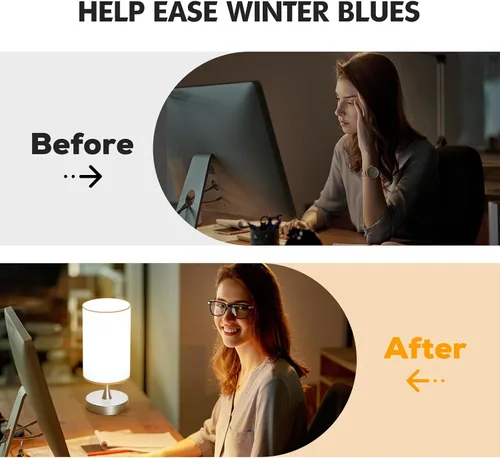 Vista 3 de Lámpara de terapia de luz Caromolly, luz de 10000 lux con control remoto, 3 temperaturas de color y 4 niveles de brillo y temporizador, lámpara
