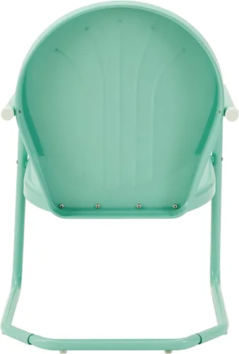Vista 5 de Crosley Furniture Griffith - Juego de sillas y mesa auxiliar de 3 piezas, juego de mesa auxiliar de metal retro para porche, aguamarina