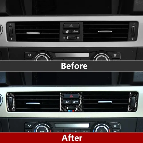 Vista 3 de Adhesivo de fibra de carbono para rejilla de aire acondicionado del panel de la consola central del coche, calcomanía decorativa compatible con BMW