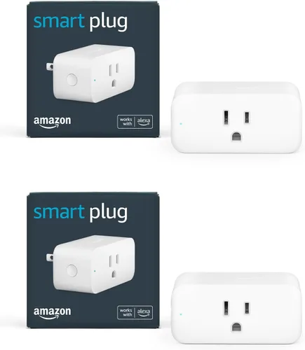 Vista 2 de Amazon Smart Plug, Compatible con Alexa, Configuración fácil y un sinfín de posibilidades (paquete de 2)