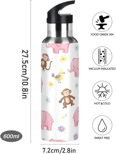 Vista 9 de Cute Elephants Stainless Steel Vacuum Insulated Water Bottle 32 Oz Leakproof Water Bottles, BPA-Free Sport Water Bottle Insulated