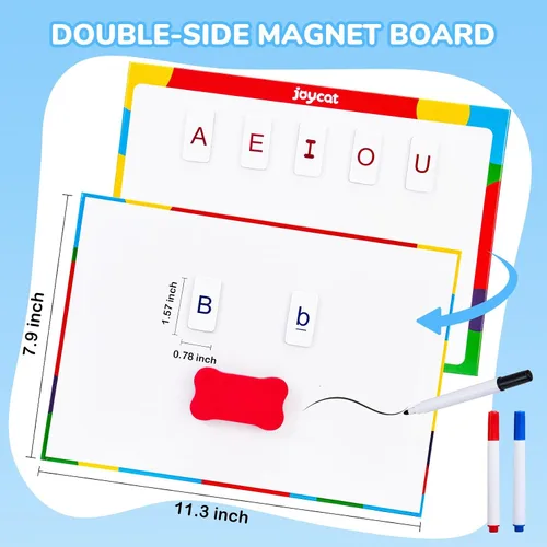 Vista 3 de Azulejos magnéticos de letras para el aula para fonética y ortografía-JoyCat 234 azulejos de espuma del alfabeto, letras magnéticas con tablero